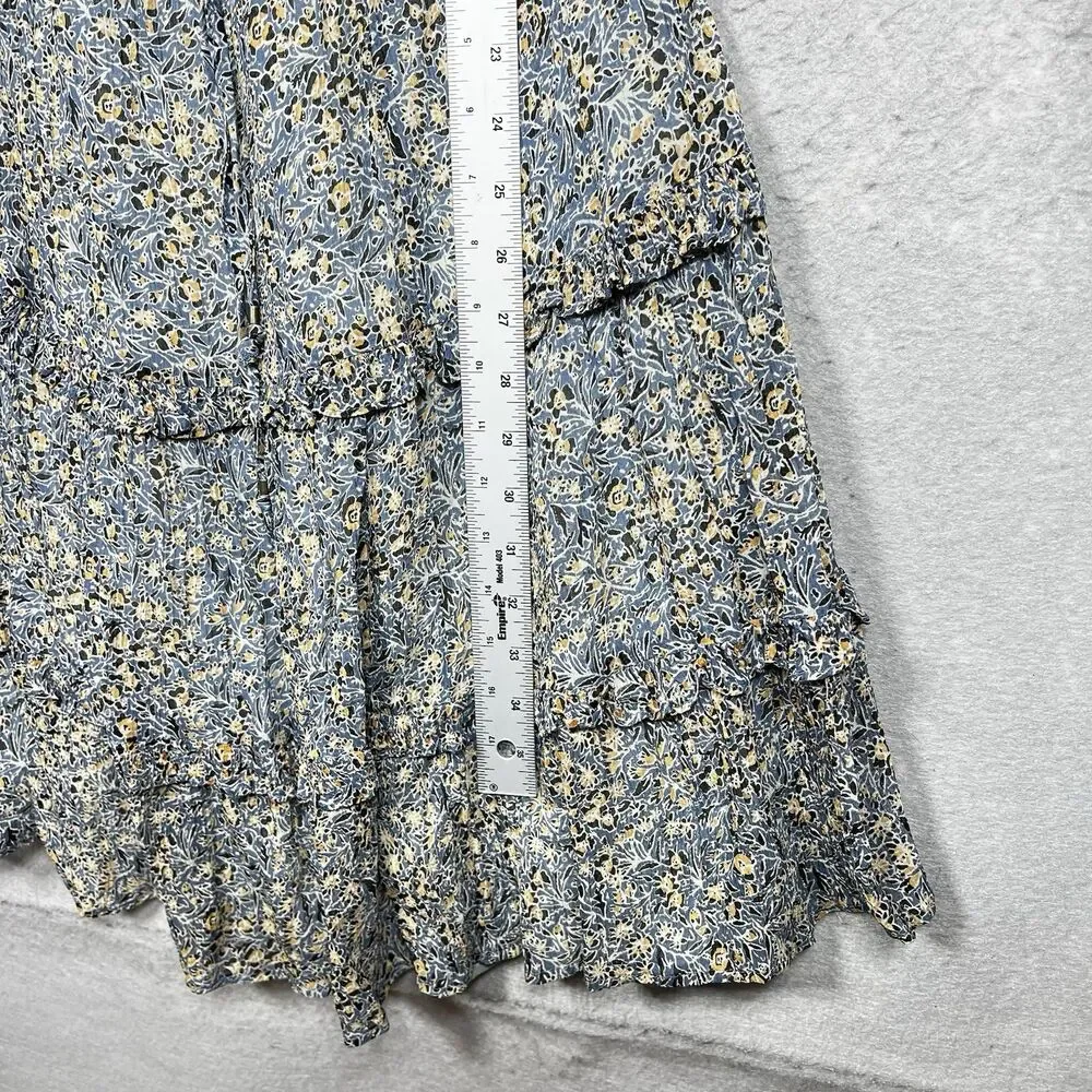 Anthropologie Dress Womens 8 Kira Blue Floral Off-The-Shoulder Peasant Dress